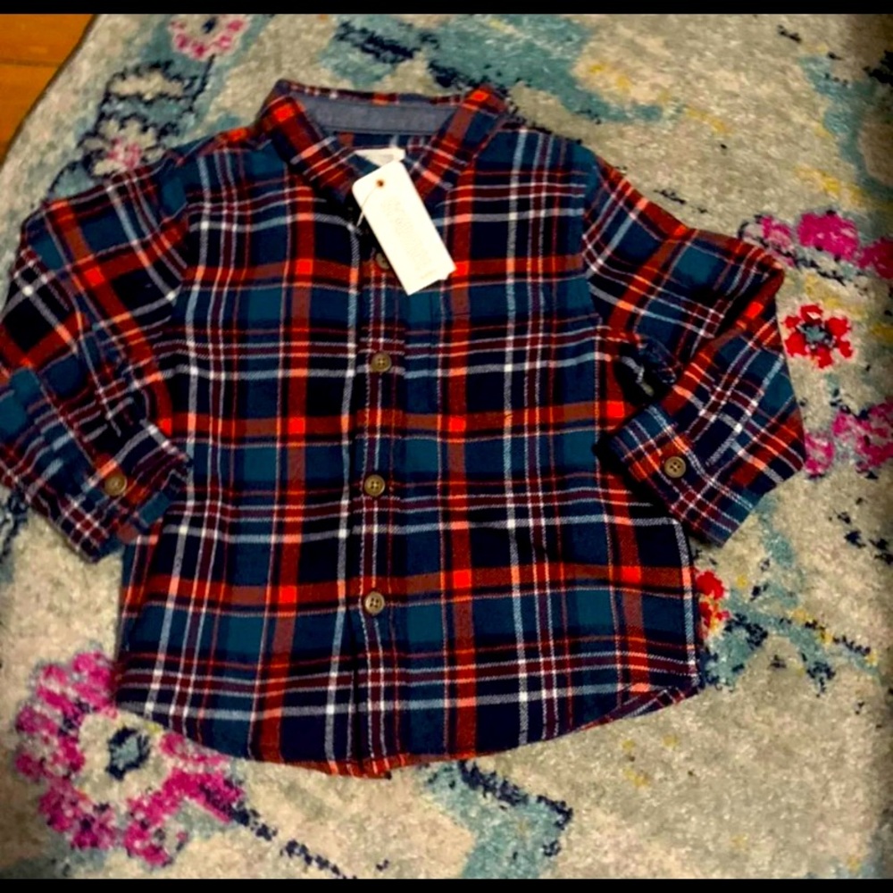 nwt! flannel plaid button down